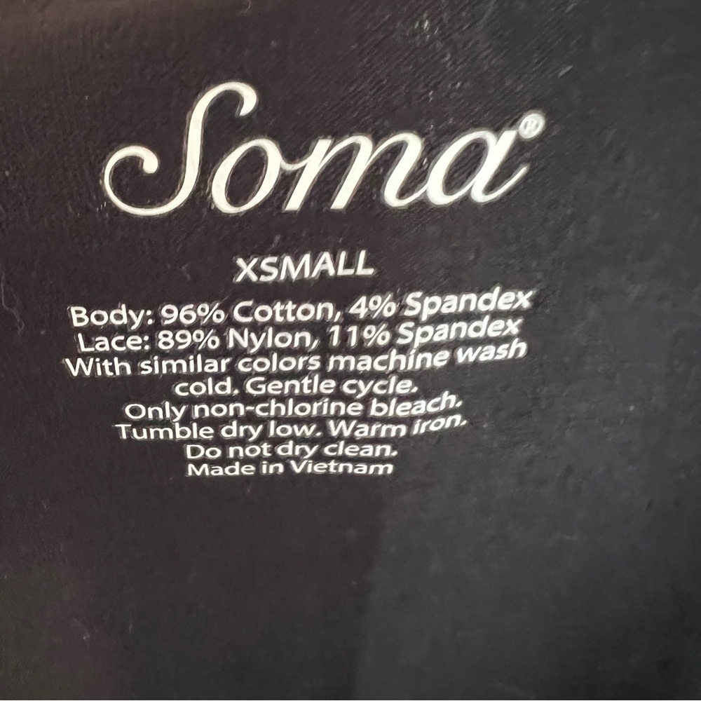 Soma Black Lace Hem Tank Dress XS Stretch Cotton Slip Mini - Picture 3 of 5